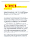 NR501Week 1: Importance of Theory in Nursing
