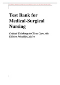 Test Bank for Medical-Surgical Nursing Critical Thinking in Client Care, 4th Edition Priscilla LeMon TEST QUESTIONS FOR ALL CHAPTERS WITH COMPLETE SOLUTIONS (UPDATED 2021)