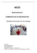 NCOI HBO Bedrijfskunde Module Bedrijfscommunicatie voor de manager - COMMUNICATIE IN ORGANISATIES - Eindcijfer 9 met feedback