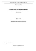 Test Bank for Leadership in Organizations 8th Edition Yukl