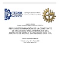 DETERMINACIÓN DE LA CONSTANTE DE VELOCIDAD EN LA HIDRÓLISIS DEL ACETATO DE METILO CATALIZADO CON HCL