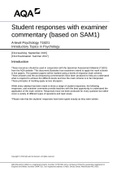 Student responses with examiner commentary (based on SAM1) A-level Psychology 7182/1 Introductory Topics in Psychology