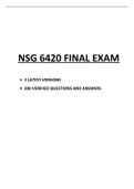 NSG 6420 WEEK 10 FINAL EXAM (2 VERSIONS)/ NSG6420 FINAL EXAM (LATEST, 2021): SOUTH UNIVERSITY (100 CORRECT Q & A IN EACH VERSION) |100% CORRECT Q & A, DOWNLOAD TO SECURE HIGHSCORE|