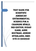 Test Bank (Downloadable Files) for Scientific American Environmental Science for a Changing World, 3rd