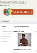 NSG 516: Neurological Completed Shadow Health COMPLETE 