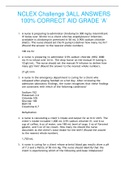 NCLEX Challenge 3ALL ANSWERS 100&percnt; CORRECT AID GRADE 