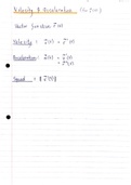 MAM2000W: Velocity, Acceleration and Projectile Motion of Vector Functions Summary