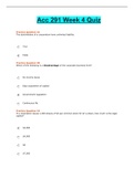 ACC 291 Week 4 Quiz /ACC291 Week 4 Test Questions and Answers Latest Study Guide