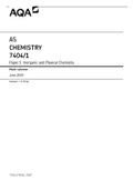 AQA AS CHEMISTRY 7404/1 Paper 1 Inorganic and Physical Chemistry Mark scheme June 2019 Version: 1.0 Final