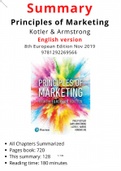 Summary Principles Of Marketing 8th European Edition 2019 Kotler Keller - All Chapters