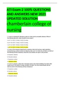 ATI Exam 2 100% QUESTIONS AND ANSWERS NEW 2021 UPDATED SOLUTION chamberlain college of nursing 