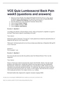VCE Quiz Lumbosacral Back Pain week5 &lpar;questions and answers&rpar;