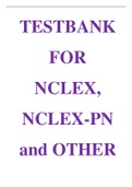 TESTBANK FOR NCLEX, NCLEX_PN NCLEX _RN and OTHER NURSING EXAMS QUESTIONS BANK