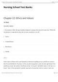 Test Bank for nursing ethics and values