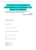 Test Bank for Essentials of Understanding Psychology 11th Edition by Feldman