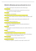 HESI A2 BIOLOGY (100 Questions and Answers)From the Test v1 & v2