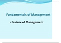 Class notes Nature Management (MGT1103) Fundamentals of Management, ISBN: 9780134237473