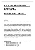 LJU4801 assignment 2 for 2021 - Legal Philosophy. Distinction guaranteed. Guarantee pass