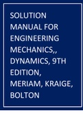 SOLUTION MANUAL FOR ENGINEERING MECHANICS,, DYNAMICS, 9TH EDITION, MERIAM