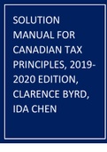 SOLUTION MANUAL FOR CANADIAN TAX PRINCIPLES, 2019-2020 EDITION, CLARENCE BYRD