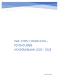samenvatting persoonlijkheidspsychologie 2020 - 2021
