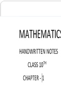 mathematics notes for class 10th chapter 1