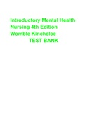 Introductory Mental Health Nursing 4th Edition Womble Kincheloe TEST BANK