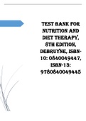 Test Bank (Downloadable Files) for Nutrition and Diet Therapy, 8th Edition, DeBruyne,