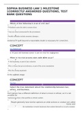 SOPHIA BUSINESS LAW 1 MILESTONE 1CORRECTLY ANSWERED QUESTIONS&comma; TEST BANK QUESTIONS AND ANSWERS WITH EXPLANATIONS LATEST UPDATE 100&percnt; CORRECT DOWNLOAD TO SCORE A