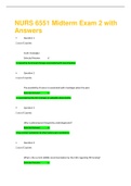 NURS 6551 Midterm Exam 2 with Answers (Verified feedback)