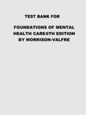 TEST BANK FOR FOUNDATIONS OF MENTAL HEALTH CARE 6TH EDITION BY MORRISON