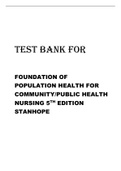TEST BANK FOR FOUNDATION OF POPULATION HEALTH FOR COMMUNITY PUBLIC HEALTH
