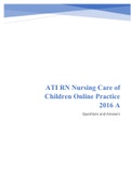 ATI RN Nursing Care of Children Online Practice 2016 A (Questions and Answers)