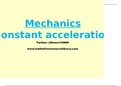 Chapter 10 Constant acceleration powerpoint with key definitions and explanations