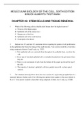 CHAPTER 22 STEM CELLS AND TISSUE RENEWAL_ MOLECULAR BIOLOGY OF THE CELL, SIXTH EDITION BRUCE ALBERTS TEST BANK QUESTIONS WITH ANSWER KEY