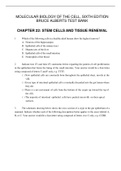 CHAPTER 22 STEM CELLS AND TISSUE RENEWAL&lowbar; MOLECULAR BIOLOGY OF THE CELL&comma; SIXTH EDITION BRUCE ALBERTS TEST BANK QUESTIONS WITH ANSWER KEY