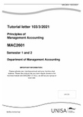 Exam (elaborations) MAC2601 Principles of Management Accounting