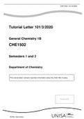 Exam (elaborations) CHE1502 General Chemistry 1B