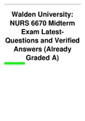 NURS 6670 Midterm Exam Latest 2021 Walden University Questions and Verified Answers 