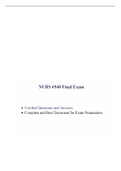 NURS 6540 Final Exam / NURS 6540N Final Exam / NURS6540 Final Exam / NURS-6540N Final Exam (Latest, Latest-2020/2021) |100% Correct Q & A, Download to Secure HIGHSCORE|