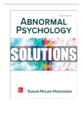 Test Bank Abnormal Psychology, 8e Susan Nolen-Hoeksema, Brett Marroquin, COMPLETE EXAM QUESTIONS WITH RATIONALES 