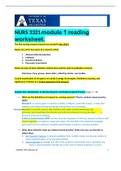 NURS 3321 module 1 reading worksheet.