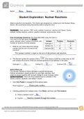 Gizmos Student Exploration: Nuclear Reactions Review guide