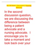 NR 708 Week 1 Discussion 2: Nursing Advocacy