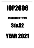 IOP2606 - Individual Differences And Work Performance Assignment 02 S1&S2 Year 2021
