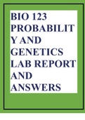 BIO 123 PROBABILITY AND GENETICS LAB REPORT AND ANSWERS