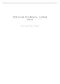 Med Surg (NUR201) MED Surge Final Review - Lecture notes MED Surge Final Review - Lecture notes