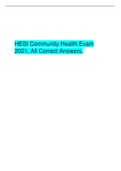 HESI Community Health Exam 2021, All Correct Answers.