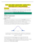MATH 225N Week7 Assisgnment Conducting a hypothesis test P-Value Approach (Latest 2021) 