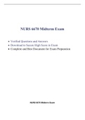 NURS 6670 Midterm Exam (2020/2021) / NURS 6670N Midterm Exam / NURS6670 Midterm Exam / NURS-6670N Midterm Exam |Verified and 100% Correct Q & A, Download to Secure HIGHSCORE|